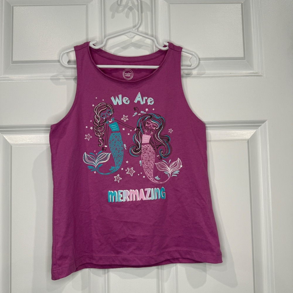 Wonder Nation Girls Purple Mermaid Tank Top Size M 7-8 MERMAZING